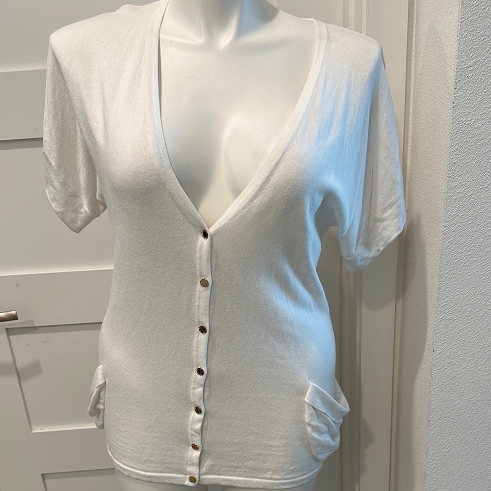MICHAEL Michael Kors White Short Sleeve Cardigan